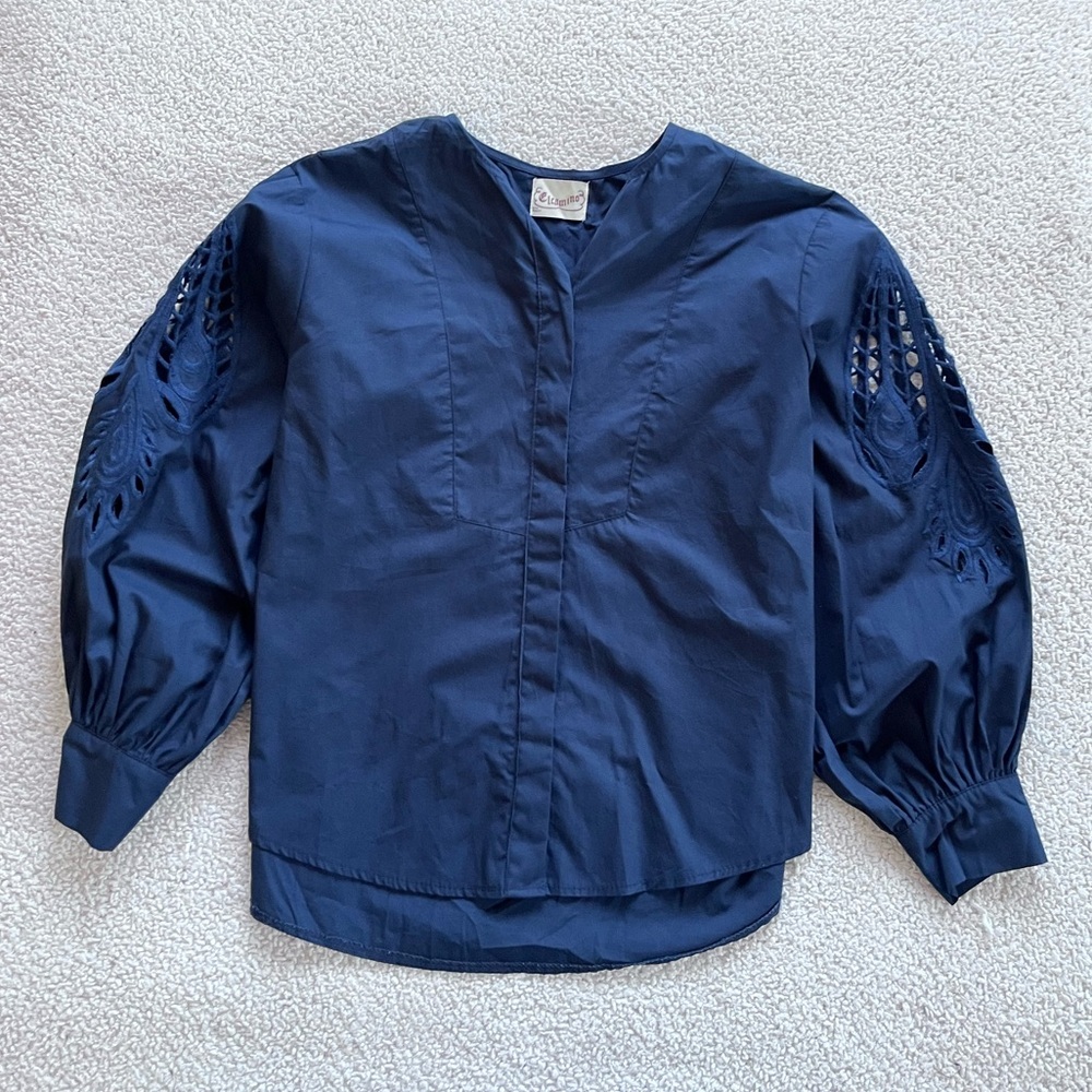 El camino Stylish Women's Navy boho Blouse with Embroidered Sleeves (not size)